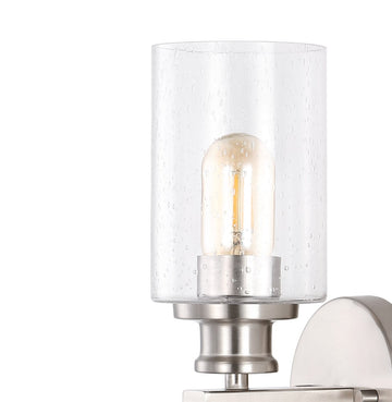 Jules Edison 16.5" Cylinder Iron/Seeded Glass Farmhouse Contemporary LED Wall Sconce